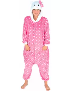 Rosa katt-jumpsuit for voksne