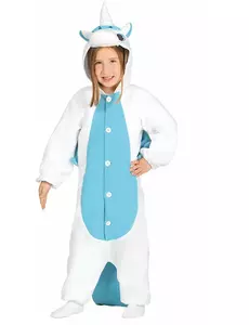 Hvit og blå enhjørningsjumpsuit til barn, Størrelse: 3–4 år (95–105 cm)