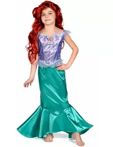 Klassisk Ariel den lille havfrue-kostyme for jenter, Størrelse: 7–8 år (124–136 cm)