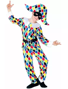 Flerfarget harlekinkostyme for barn, Størrelse: 8–10 år (140 cm)