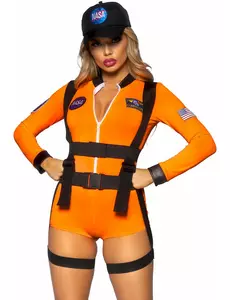 Sexy astronaut-jumpsuitkostyme til kvinner, Størrelse: Large (44-46)