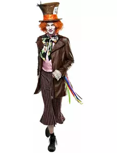 Deluxe Deranged Hatter-kostyme for menn, Størrelse: Medium (48/50)