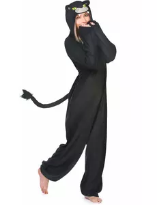 Svart panter-jumpsuitkostyme til kvinner