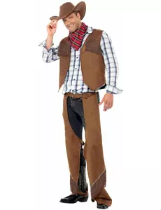 Cowboykostyme med frynser for menn