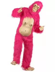 Rosa lateksgorillakostyme for voksne