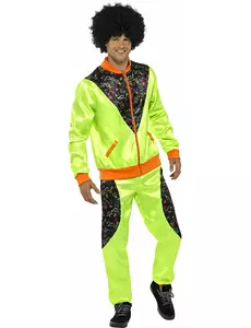 Grønn retro joggedress for menn, Størrelse: Medium