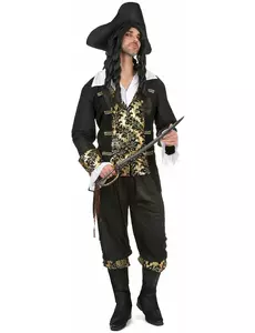 Piratkostyme med mønster for menn, Størrelse: Medium/Large