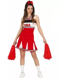 Rødt cheerleader-kostyme for tenåringer
