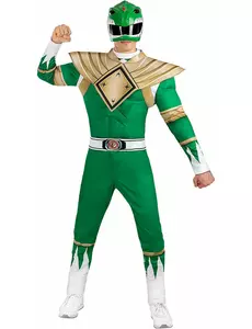 Grønt Power Ranger-kostyme for voksne, Størrelse: Large