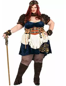 Retro futuristisk steampunk-kostyme til kvinner i pluss størrelse, Størrelse: X-Large (44/46)