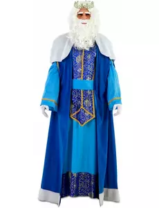 Deluxe Blå Magiker Kong Melchior Kostyme Voksen