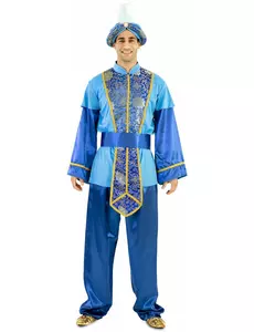 Blått Sultan Konge Magiker Kostyme for Voksne