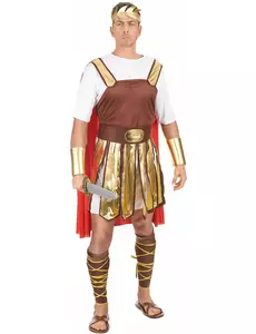 Roman gladiator costume with red cape for men