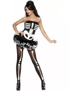 Sexy skjelettkostyme for kvinner med tutu til Halloween, Størrelse: X-Small