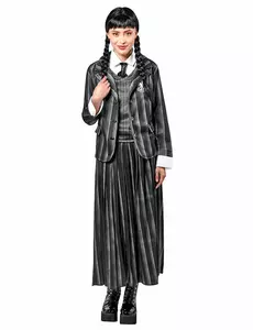 Wednesday Addams skoleuniformkostyme for kvinner, Størrelse: Large