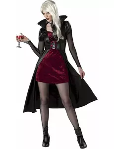 Rødt vampyrkostyme for kvinner til Halloween, Størrelse: Small (38/40)