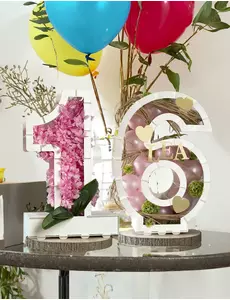 Hvit tallstruktur for 64 cm ballonger, Størrelse: 1