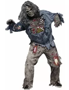 Skremmende zombiekostyme til Halloween for menn