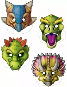 4 dinosaurmasker av papp
