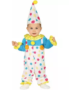 Baby klovnekostyme med pastellfargede prikker, Størrelse: 18–24 måneder (89–93 cm)