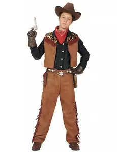 Cowboy-kostymesett til gutt i det ville vesten, Størrelse: 8–10 år (140 cm)