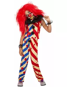 Two-tone creepy clown costume for girls
