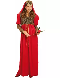 Rødt middelalderkostyme for kvinner, Størrelse: Small