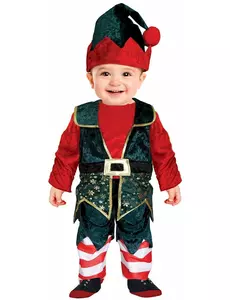 Baby fløyels julenissekostyme, Størrelse: 12–18 måneder (82–88 cm)