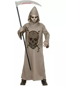Halloween-skjelettkostyme til barn, Grim Reaper, Størrelse: 8–10 år (140 cm)