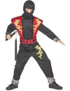 Gul drage ninja-kostyme til gutter, Størrelse: 4–6 år (110–120 cm)
