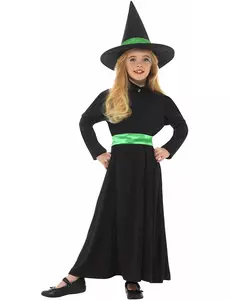 Liten grønn heksekostyme til jenter, Størrelse: 10–12 år (145/158 cm)