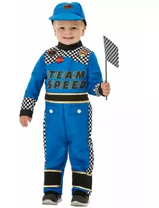 Babyblått racerbilførerkostyme, Størrelse: 1–2 år (84/89 cm)