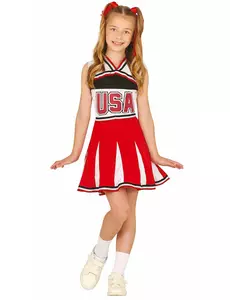 USA cheerleader-kostyme til jenter, Størrelse: 9 år (125–135 cm)