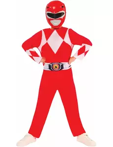 Klassisk rødt Power Ranger-kostyme til barn, Størrelse: 5–6 år (110 – 116 cm)