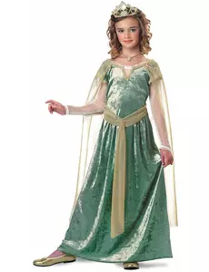 Luksuriøst dronning Guinevere-kostyme for jenter, Størrelse: 10–12 år (148 cm)