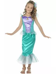 Havfruekostyme med skjell til jenter, Størrelse: 4–6 år (115/128 cm)