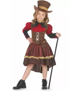 Luksuriøst steampunk-kostyme for jenter, Størrelse: 7–9 år (120–130 cm)