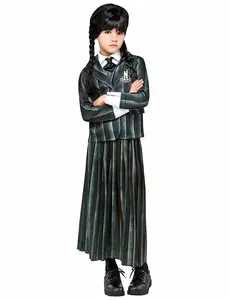 Wednesday Addams skoleuniformkostyme til barn, Størrelse: 11–13 år (142–164 cm)