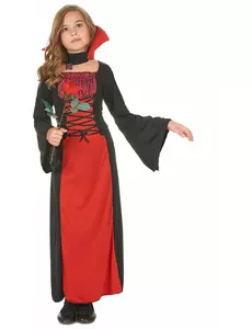Langt vampyrkostyme til jenter på Halloween, Størrelse: 7–9 år (120–130 cm)