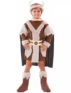 Brunt vikingkostyme til gutter, Størrelse: 5–6 år (105–121 cm)