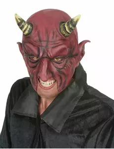 Halloween-halvmaske med horn og demon i lateks til voksne