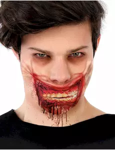 Falskt blodig zombiekjevearr 24 x 10 cm