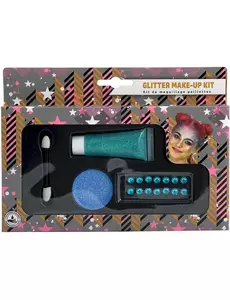 Blått glitter sminkesett