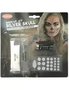 Sexy sølvskjelett-sminkesett for voksne