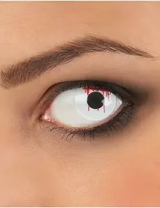 Fancy kontaktlinser skadet øye hvit bakgrunn 3 måneder voksen Halloween