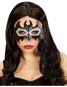 Svart og grå skinnende flaggermusmaske for voksne