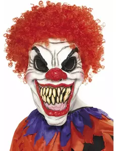 Skremmende rødhåret klovnemaske til Halloween for voksne
