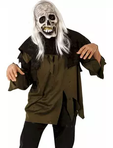 Voksen zombiemaske og parykk