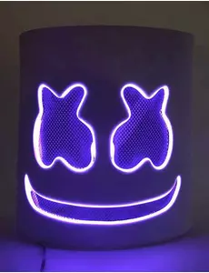 Lilla LED-marshmallow DJ-maske for voksne