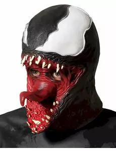 Svart og hvit symbiote-lateksmaske for voksne